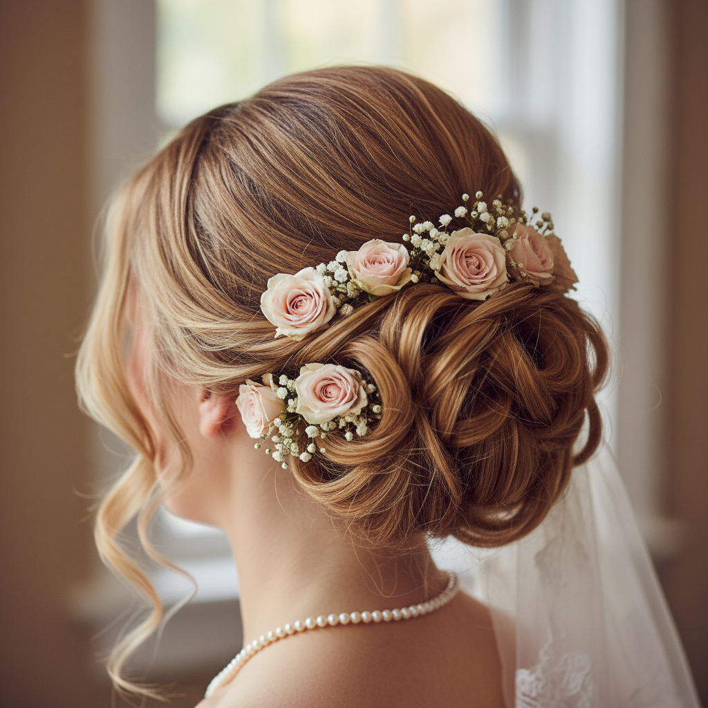 Elegant Updo with Flowers